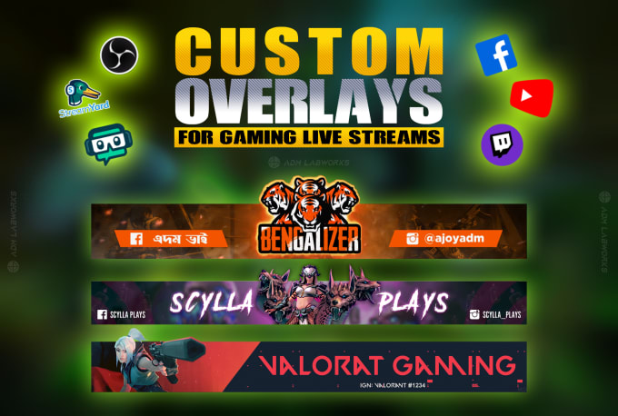 I will create overlay for livestreaming pc mobile console games