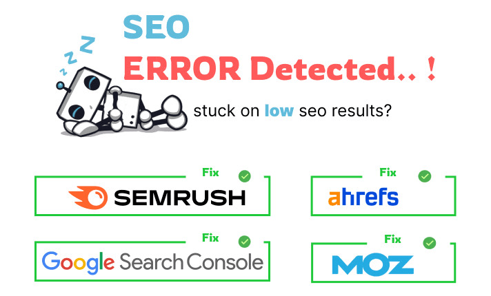 I will fix technical SEO errors from ahrefs, semrush, moz, or google search console