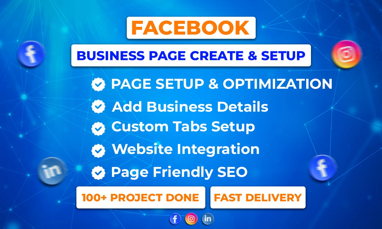 I will create and setup facebook business page, fan page, and social media pages