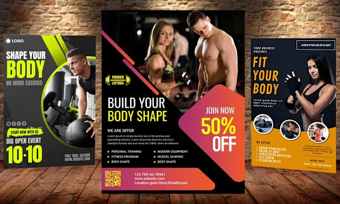 I will amazing gym flyers, workout flyers, yoga, personal trainer, fitness flyer poster