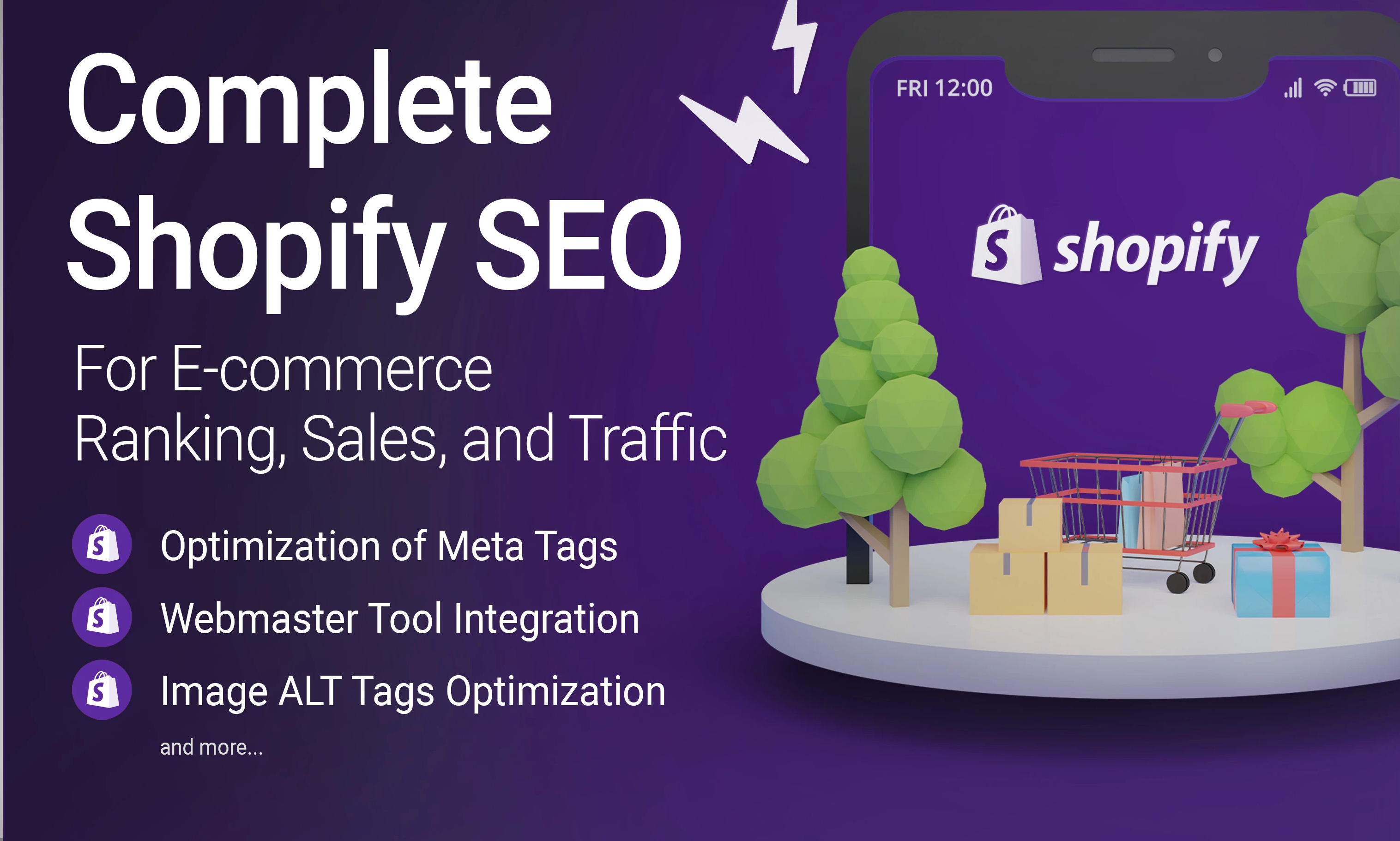 I will do complete shopify seo to improve ecommerce ranking, sales, and traffic